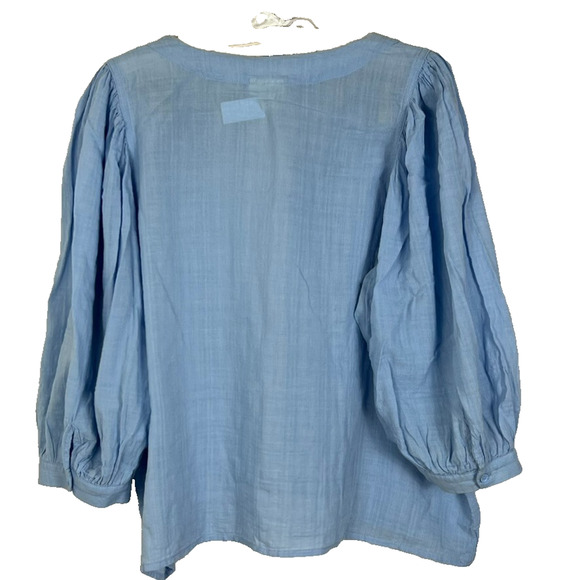 A.n.a A New Approach Shirt Women's Size XL Blue V-Neck Balloon Long Sleeve Top - Picture 2 of 7